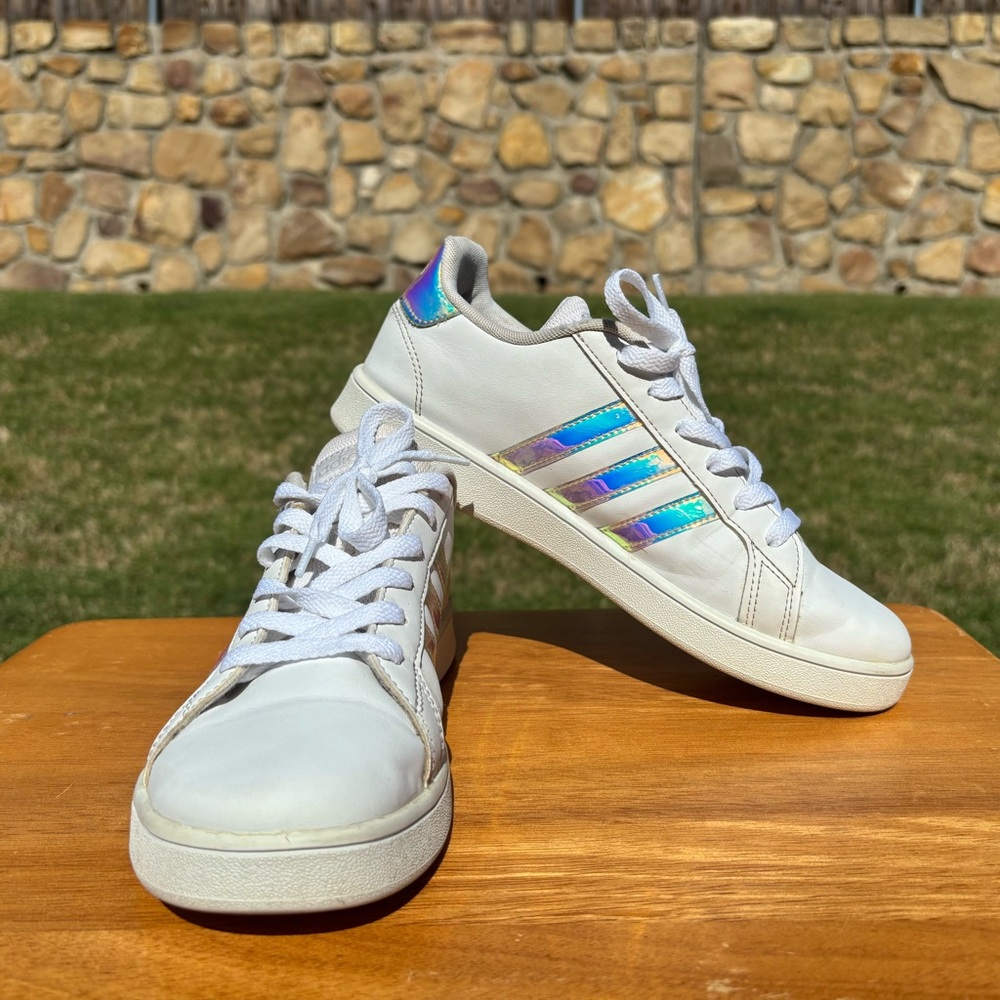 Adidas White Sneakers with Iridescent Accents